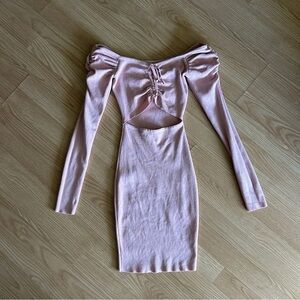 Hera Collection Pink Ribbed Cut Out Bodycon Dress Small